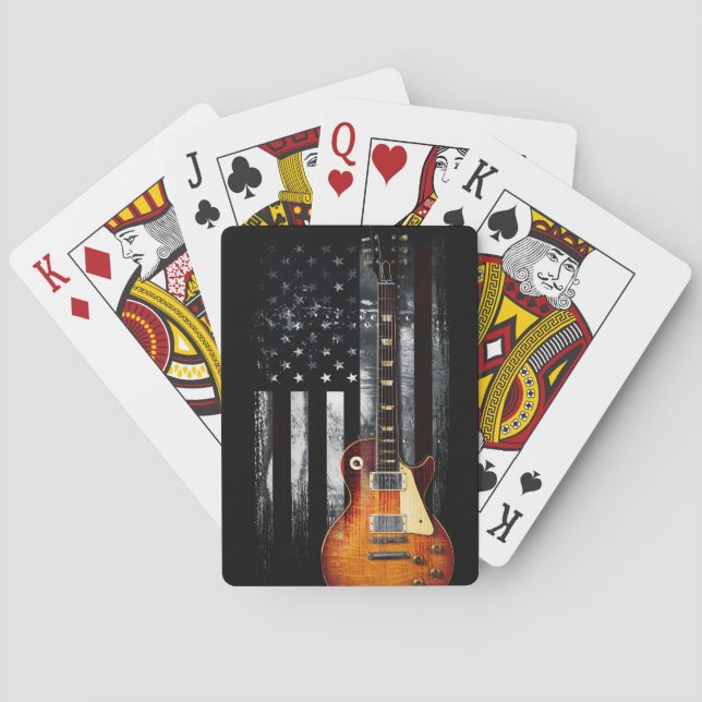 Retro Rock'n'Roll American Flag Guitar Spielkarten (Rückseite)