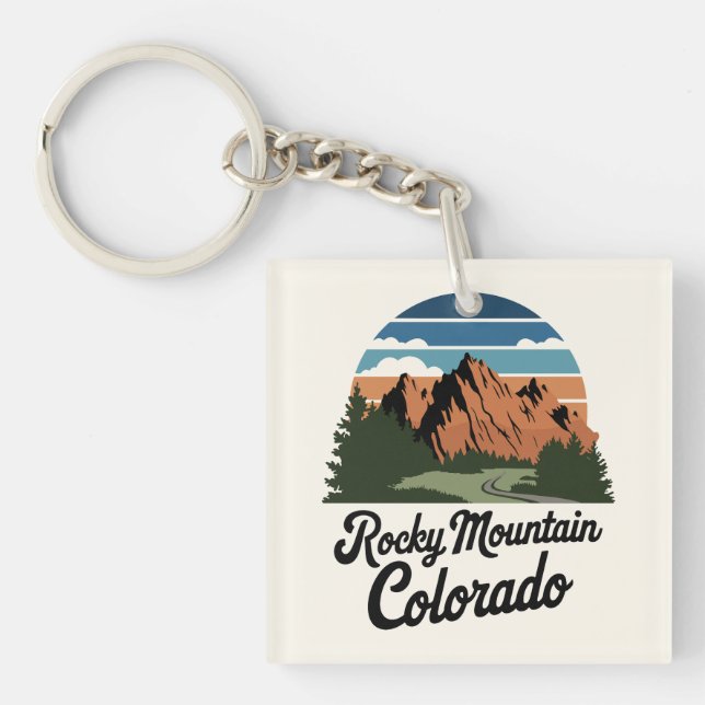 Retro Rocky Mountain Nationalpark Schlüsselanhänger (Vorderseite)