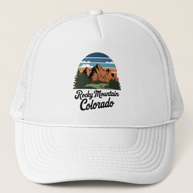 Retro Rocky Mountain Nationalpark Truckerkappe (Vorderseite)