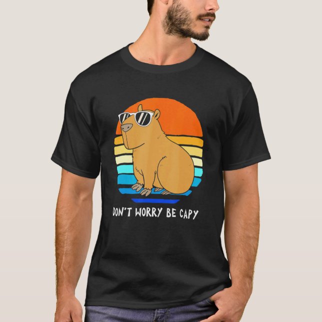 Retro Rodent Capybara machen Sie sich keine Sorgen T-Shirt (Vorderseite)