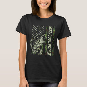 Retro Rolle Cooler Pepaw-Tarnung USA-Flagge-Angeln T-Shirt