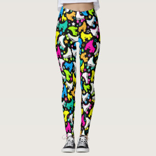 Retro Rollen-Skate NeonBrights auf Schwarzem Leggings