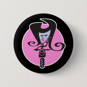 Retro-Roller-Fahrerin chic Button