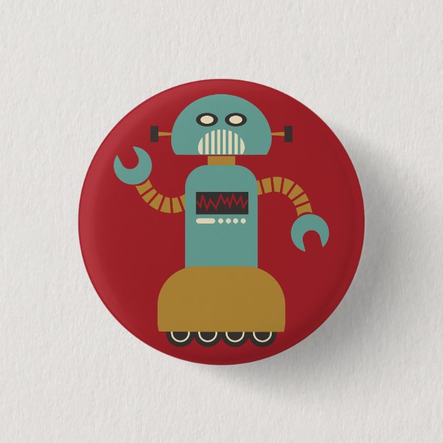 Retro-Roller-Roboter-Flair-Button Button (Vorderseite)