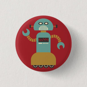 Retro-Roller-Roboter-Flair-Button Button