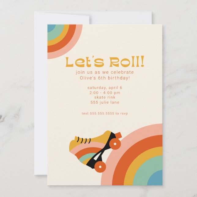 Retro Roller Skate Anniversaire Fête Invitation (Devant)