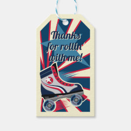 Retro Roller Skate Party Blue & Red 70's  Geschenkanhänger