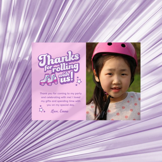 Retro Roller Skate Party Photo Merci Note (Créateur téléchargé)