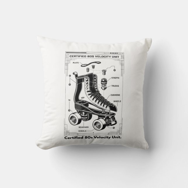 Retro Roller Skate T-Shirt Kissen (Vorderseite)