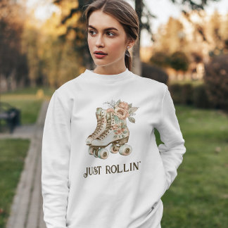 Retro Roller Skate Vintage Blumenpastete Sweatshirt