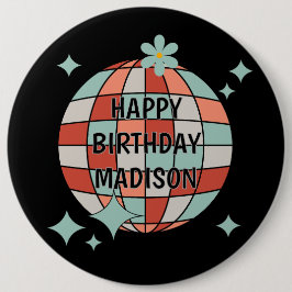 Retro Roller Skaten Birthday Paper Napkin Button