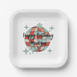 Retro Roller Skaten Birthday Paper Napkin Pappteller
