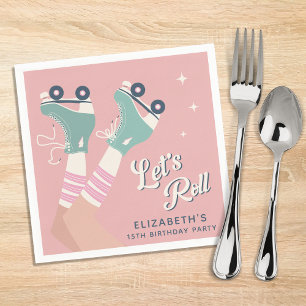 Retro Roller Skaten Birthday Party Serviette