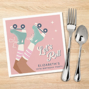 Retro Roller Skaten Birthday Party Serviette