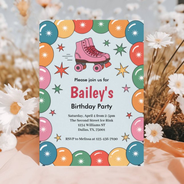 Retro Roller Skaten Geburtstag Einladung (Von Creator hochgeladen)