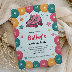 Retro Roller Skaten Geburtstag Einladung