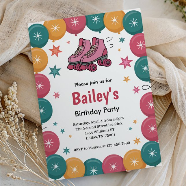 Retro Roller Skaten Geburtstag Einladung (Von Creator hochgeladen)