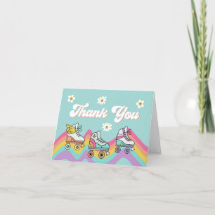 Retro Roller Skaten Rainbow Birthday Vielen Dank Dankeskarte