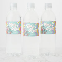 Retro Roller Skaten Rainbow Birthday Water Labels