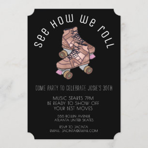 Retro Roller Skates Anniversaire Fête Invitation