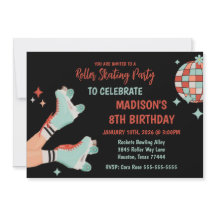 Retro Roller Skating Birthday Party Invitation