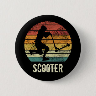 Retro-Roller Vintage-Sonnenuntergang E-Scooter-Des Button