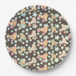 Retro Rollerskating Geburtstags-Skate Sternenmuste Pappteller