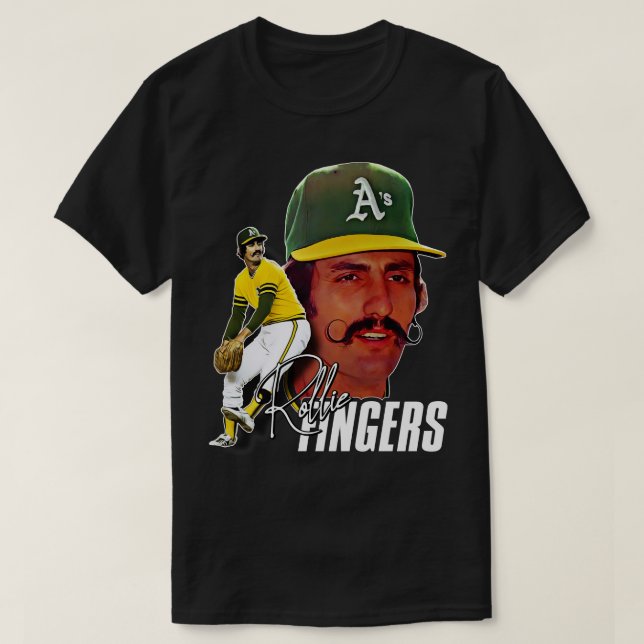 Retro Rollie Fingers Handlebar Tribut T-Shirt (Design vorne)
