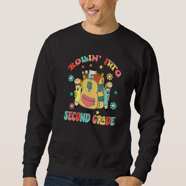 Retro Rollin' Into Second Grade School Bag Back To Sweatshirt (Vorderseite)