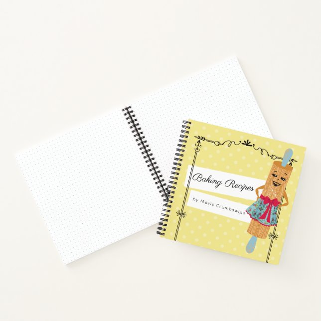 Retro Rolling Button Frau Kochbuch Rezept Notebook Notizbuch (Innenseite)
