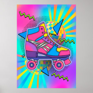Retro-Rollschuh-Pop-Art-Plakat Poster