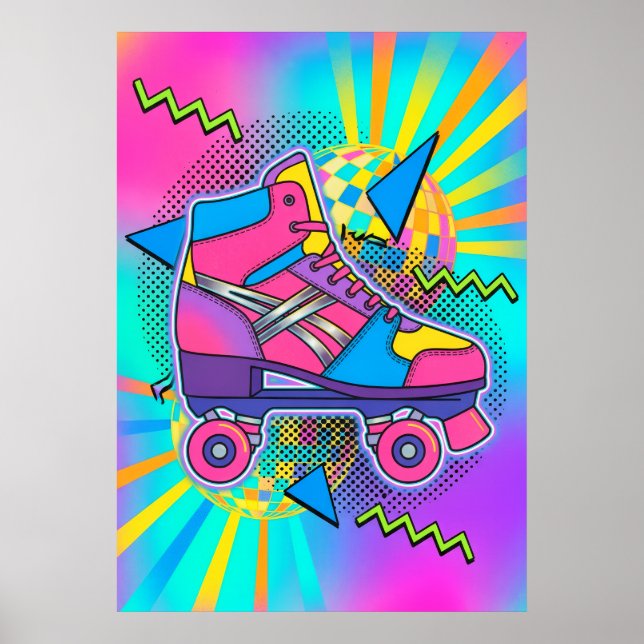 Retro-Rollschuh-Pop-Art-Plakat Poster (Vorne)