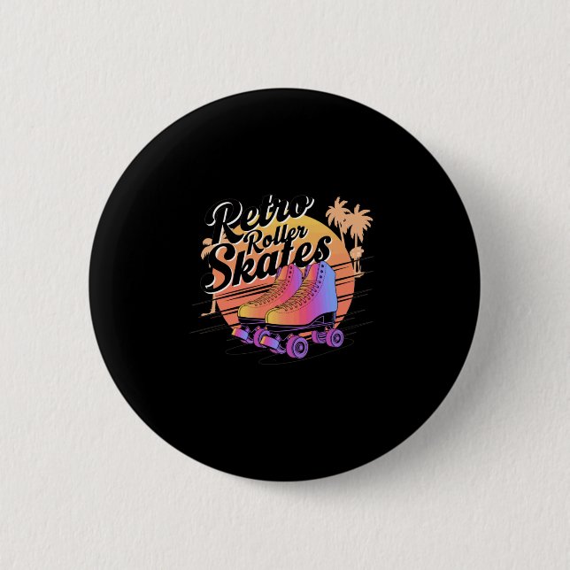 Retro-Rollschuhe - 80er-Vibes-Aufkleber  Button (Vorderseite)