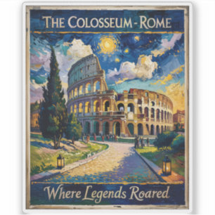 Retro Rom Italien Kolosseum Reise Van Gogh Vibrant Aufkleber