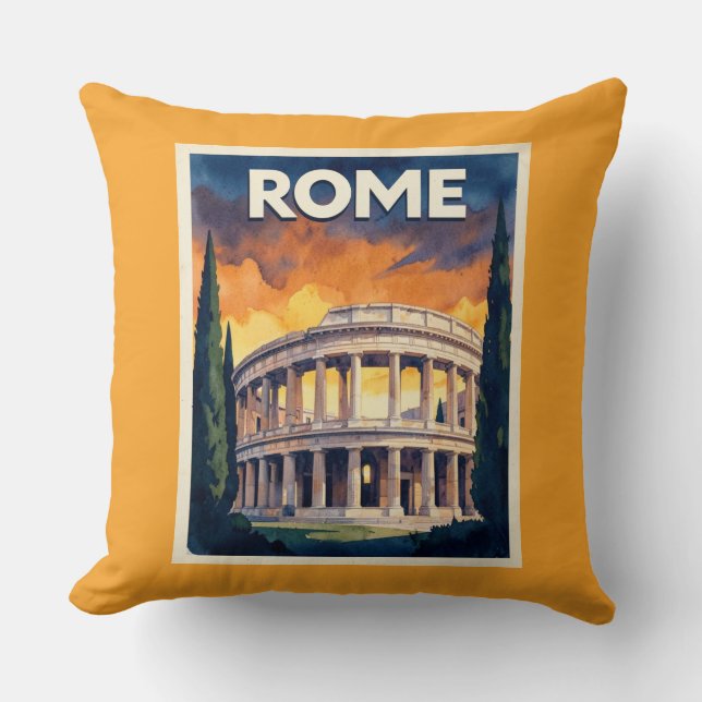 Retro-Rom-Reiseposter Kissen (Vorderseite)