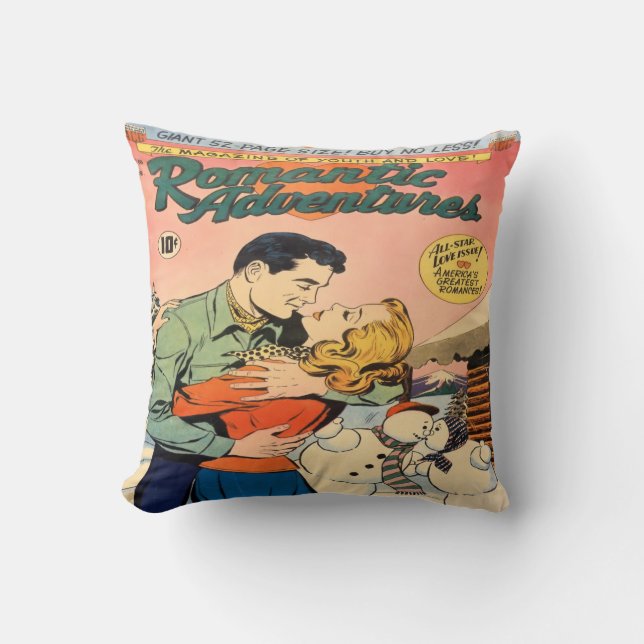 Retro Romance Comic Book Decorative Throw Kissen (Vorderseite)