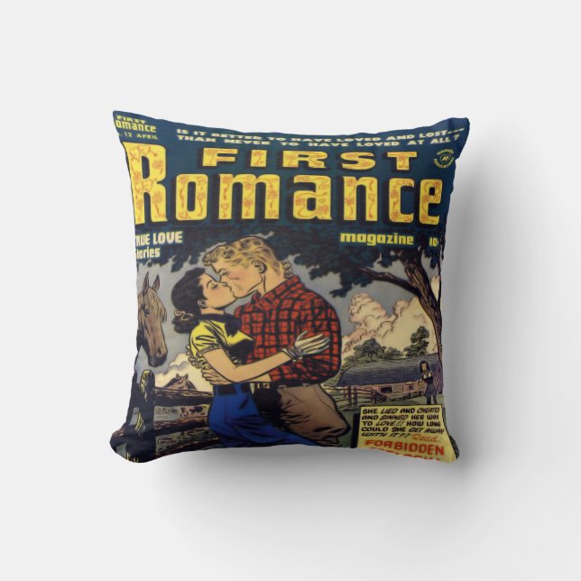 Retro Romance Comic Book Decorative Throw Kissen (Vorderseite)