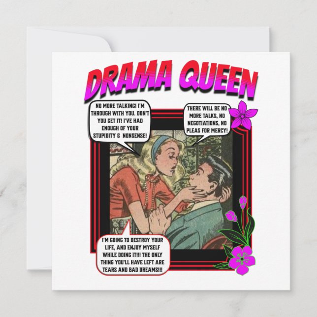 Retro Romance - Drama Queen - Grußkarte Karte (Vorderseite)