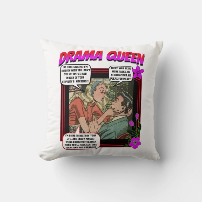 Retro Romance - Drama Queen - Throw Kissen (Vorderseite)