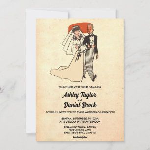Retro Romantic Couple 50er Comic Book Wedding Einladung