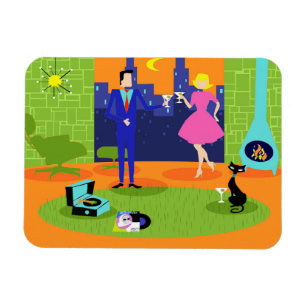 Retro-romantische Abend-Cuple-Flexmagnet Magnet
