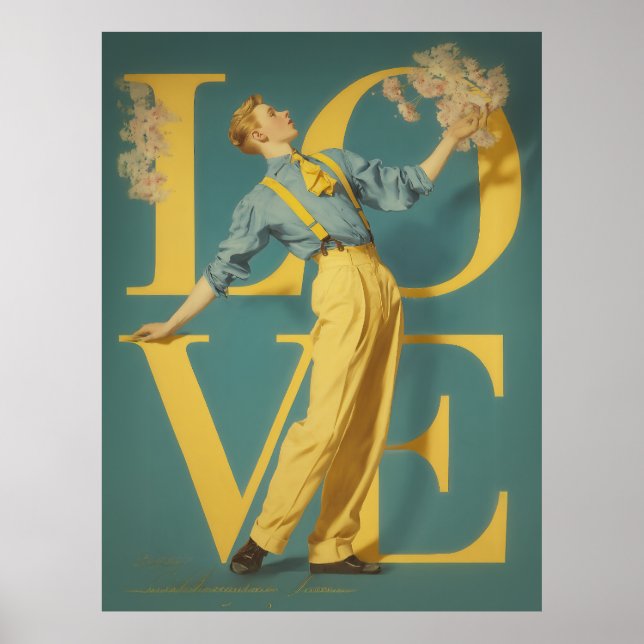 Retro Romantische LIEBE Poster (Vorne)