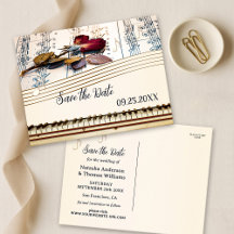 Retro-romantische Musik-Save-the-Date-Karten