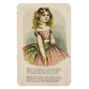 Retro-romantische Valentinstagskarte, 19. Jahrhund Magnet