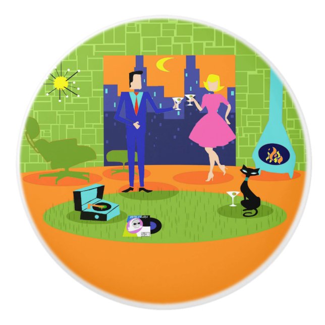 Retro Romantischer Abend Coupe Keramik Pull Keramikknauf (Vorderseite)