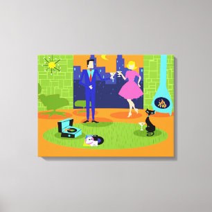 Retro Romantischer Abend Couple Canvas Print Leinwanddruck