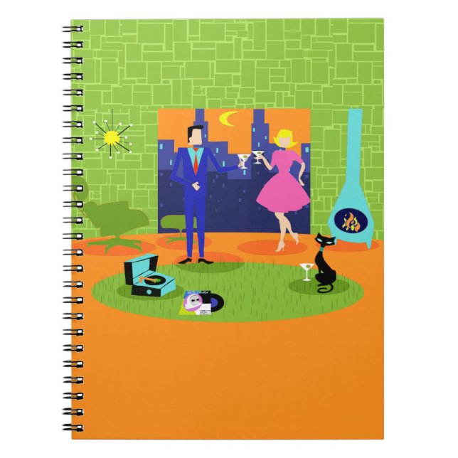 Retro Romantischer Abend Couple Spiral Notebook Notizblock (Vorderseite)