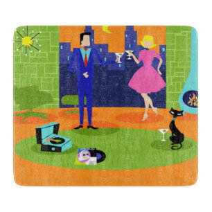 Retro romantisches Abends-Paar-Ausschnitt-Brett Schneidebrett