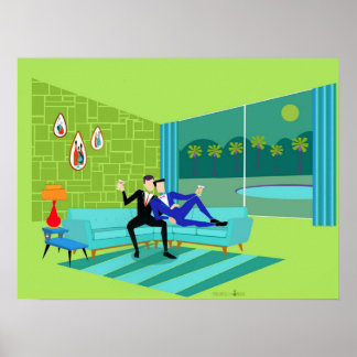 Retro Romantisches Gay Couple Poster