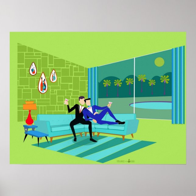 Retro Romantisches Gay Couple Poster (Vorne)
